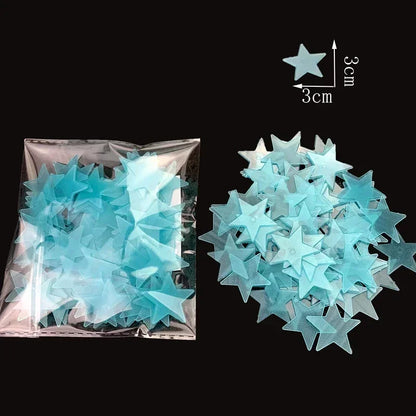 3D Fluorescent 50/1000Pcs Glow-in-the-Dark Stars Wall Stickers childrensterritory
