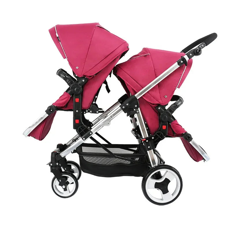 Shock Absorber Foldable Twins Baby Carriage Stroller childrensterritory