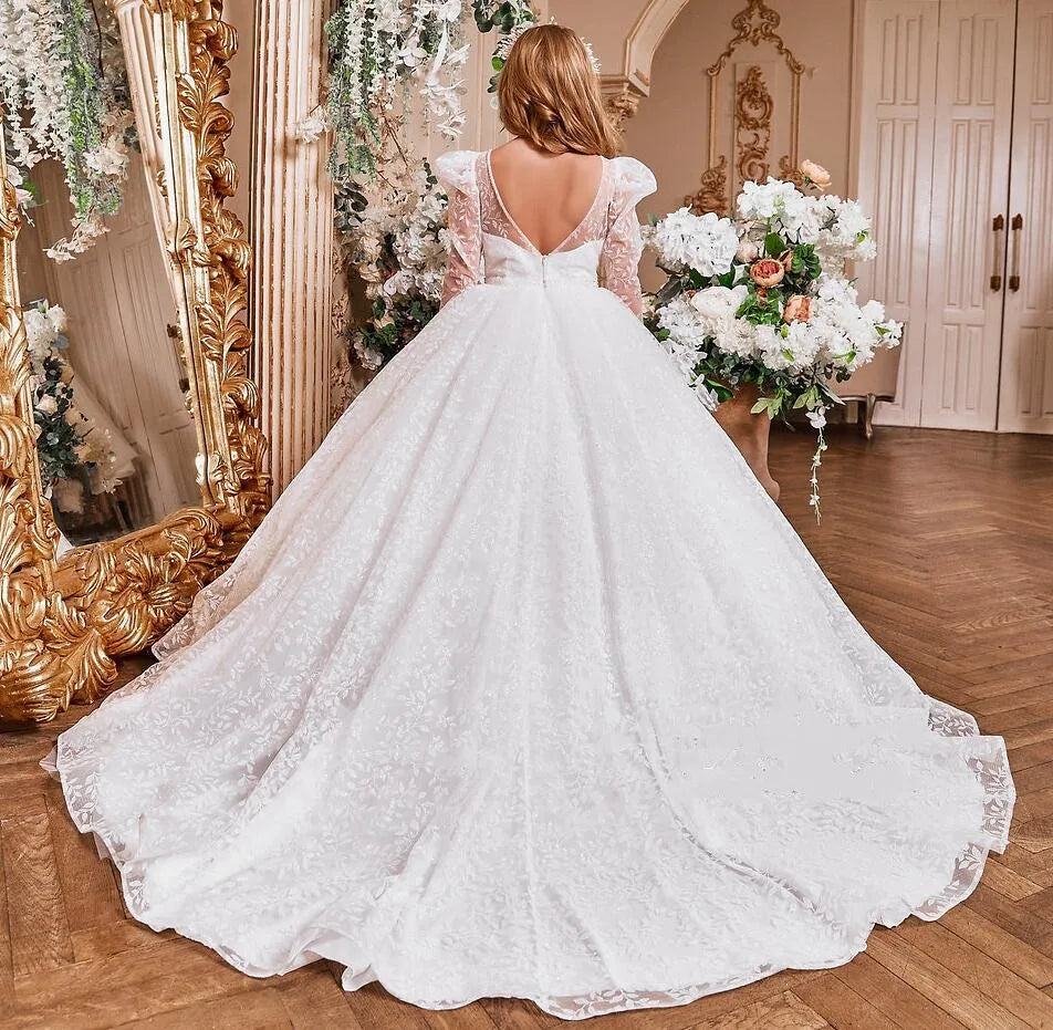 Elegant White Flower Girls Dresses for Kids Girls for Weddings childrensterritory