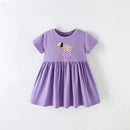 Kids Girls Cartoon Print Cotton Summer A-LINE Dresses