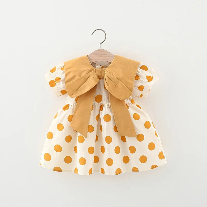 Baby Girl Polka Dot Print Summer Dress with Bow