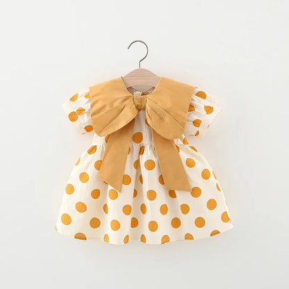 Baby Girl Polka Dot Print Summer Dress with Bow