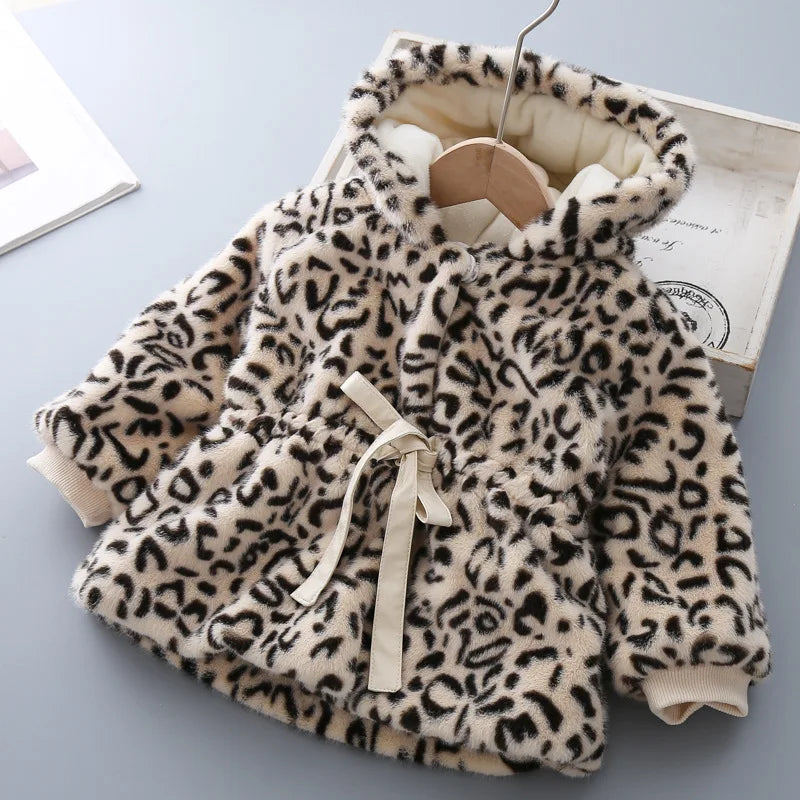 Girls’ Long-Sleeve Stylish Fur Winter Coat