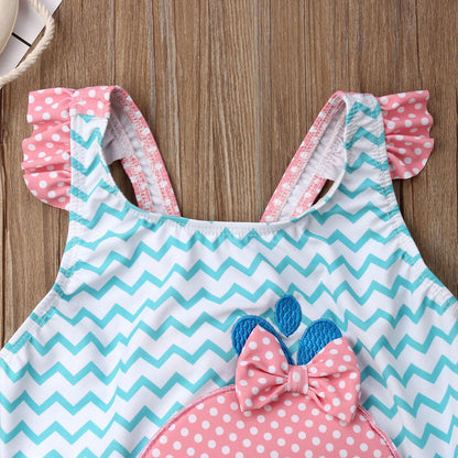 Sleeveless Goldfish Pattern Kids Girls Beachwear childrensterritory