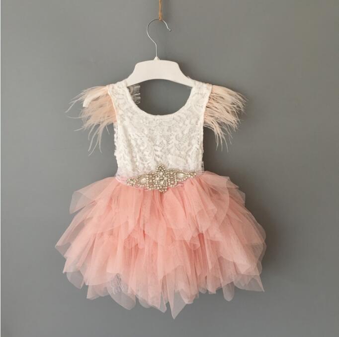 Baby/Kids Girl Tutu Lace Birthday Party Dress with Sashes childrensterritory