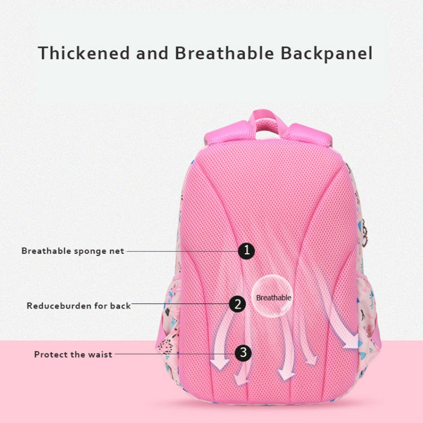 Colorful Print Waterproof Kids Girls Large School Bags childrensterritory