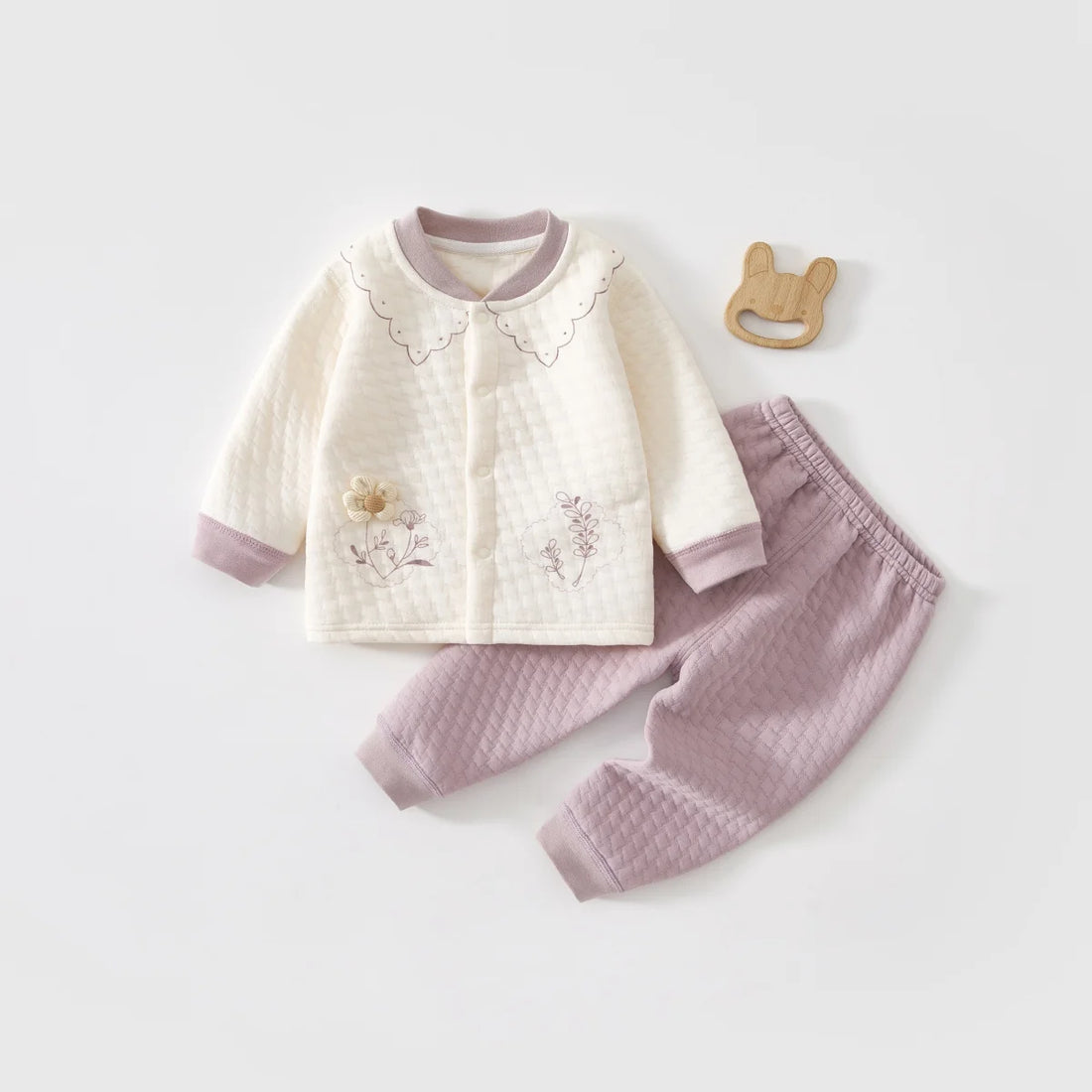 Baby Kids Long Sleeves Flower Design Winter Outfit Sets childrensterritory