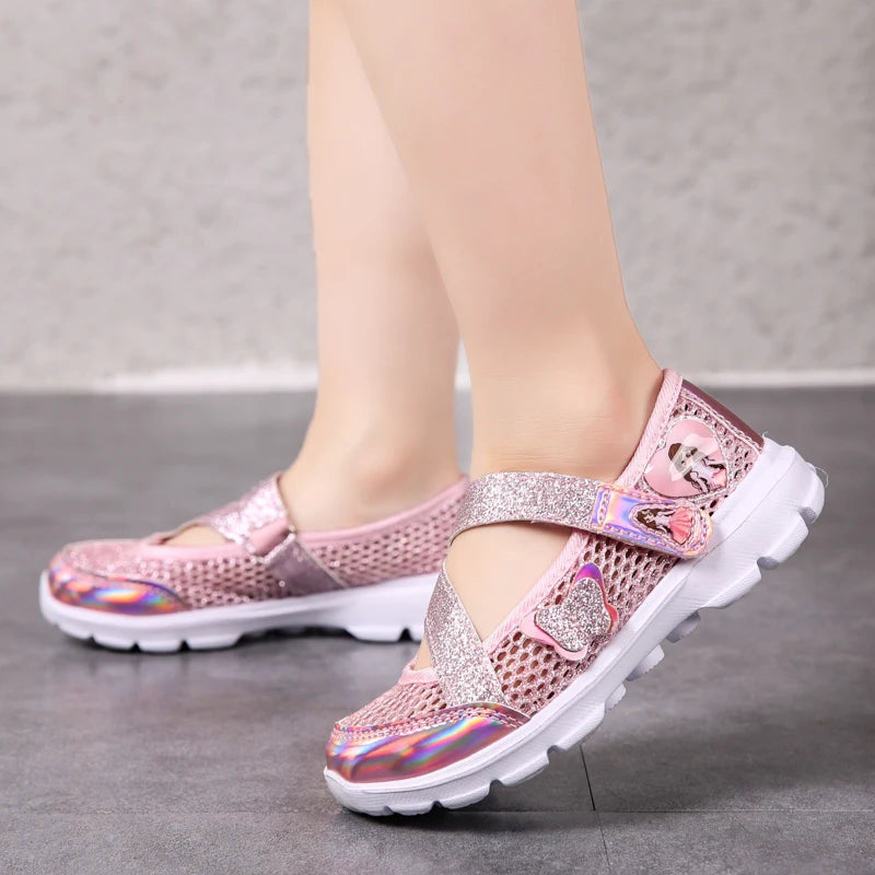 Non-slip Flowers Princess Flat Beach Sandals for Girls childrensterritory