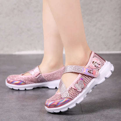 Non-slip Flowers Princess Flat Beach Sandals for Girls childrensterritory