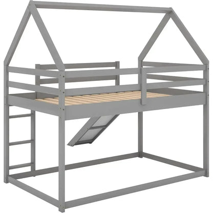 Slide-equipped Twin Over Twin Bunk Bed for Kids Bedroom