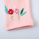 Rainbow Flower Print Cotton Pink Leggings For Kids Girls childrensterritory