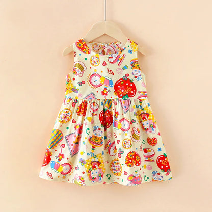 Kids Girls Cartoon Pattern Summer Party Dresses