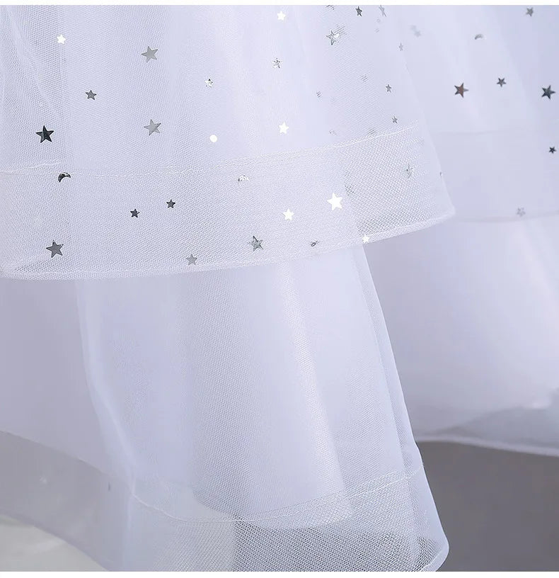 Kids Girls Sequins Design Fluffy Princess Party Trailing Dresses