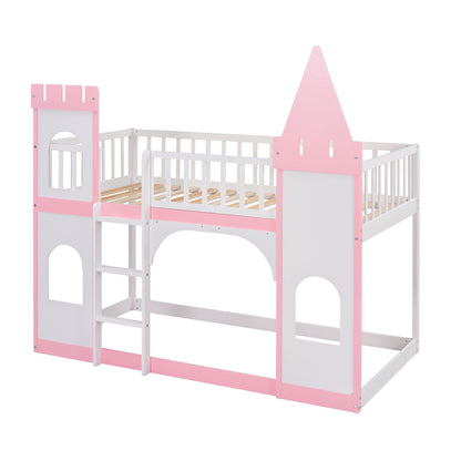 Twin Over Twin Castle Bunk Bed with Ladder childrensterritory