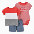 Baby Boys Cotton 3-Piece Short Bodysuit Set for Summer
