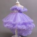Kids Girls Soft Gauze Solid Color Party Desses with Trailing childrensterritory