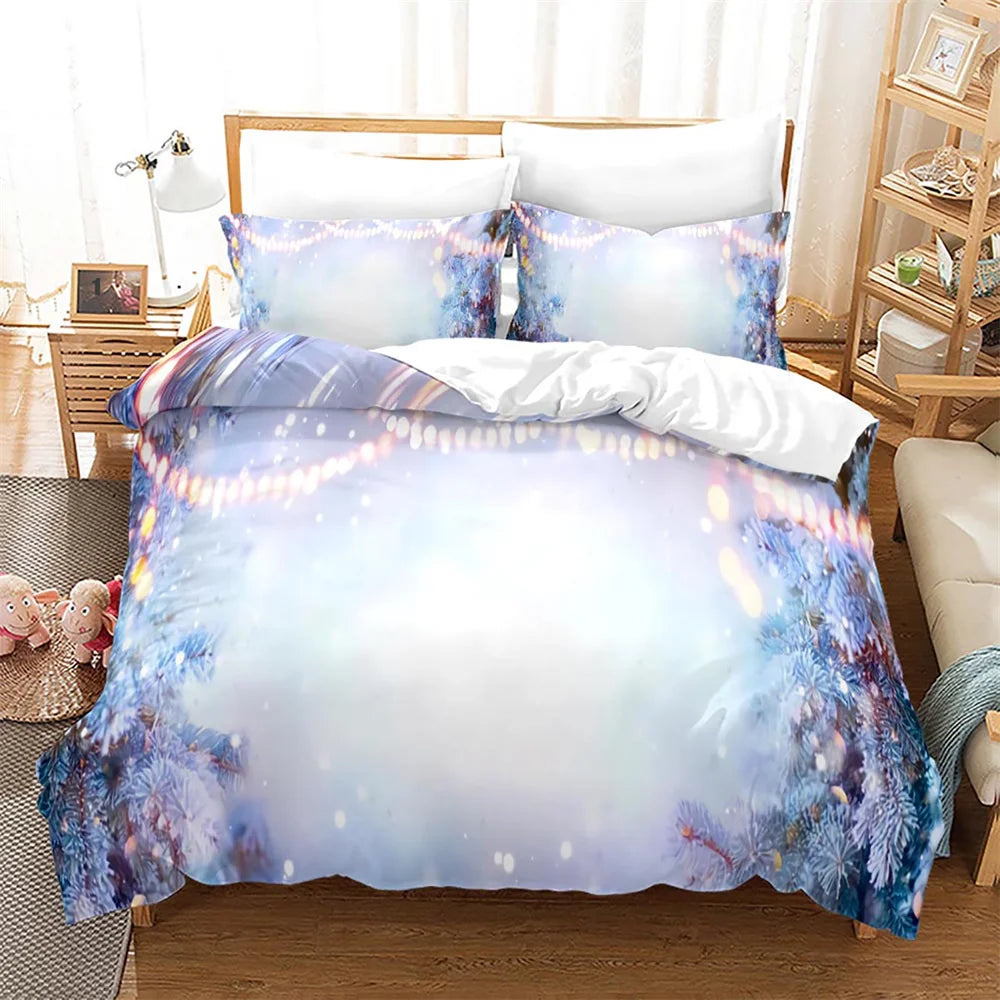 Snowflake Bells Pattern Christmas Duvet Cover Set for Kids Bed childrensterritory