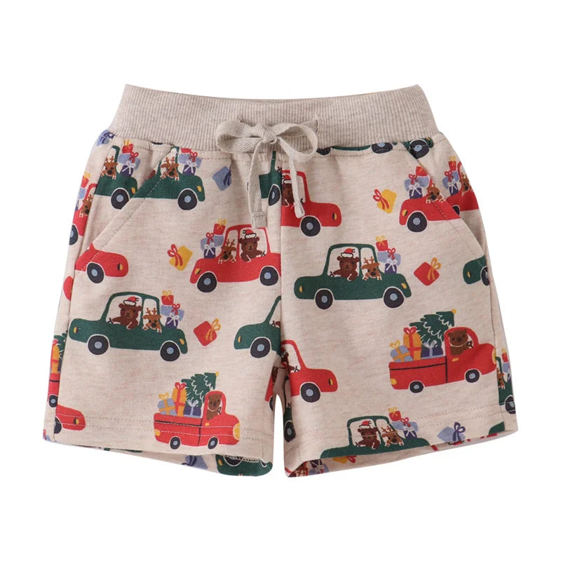 Cartoon Print Summer Drawstring Shorts For Boys Girls