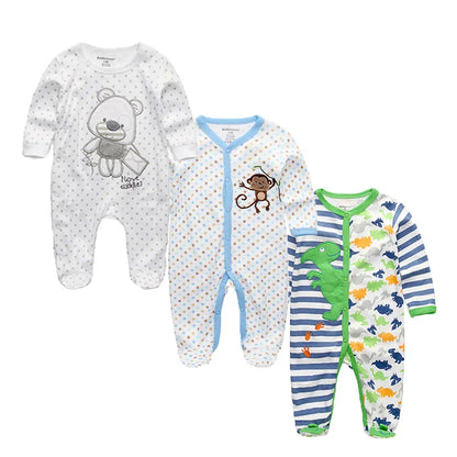 Long Sleeve Overall Printed Baby Zipper Rompers