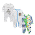 Long Sleeve Overall Printed Baby Zipper Rompers