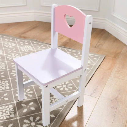Kids Wooden Heart Stool &amp; Table Set with 4Storage Bins