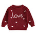 Baby Girl Heart Print Crew Neck Knitted Sweaters childrensterritory