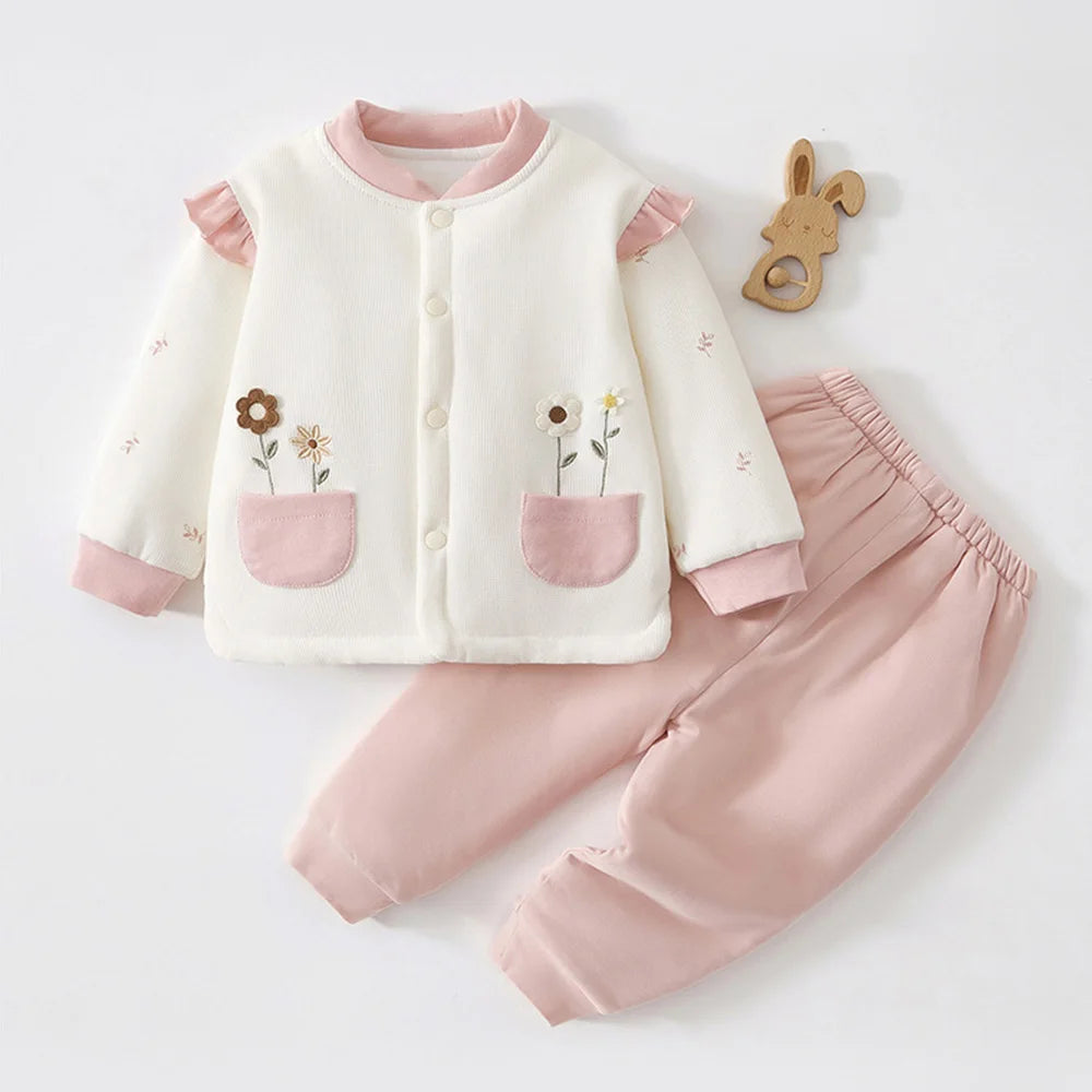 Baby Girls’ Long-Sleeve Warm Clothing Set