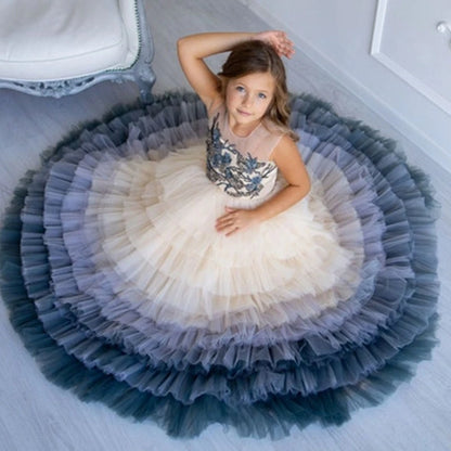 Girls Lace Embroidery Unique Wedding/Birthday Princess Dress childrensterritory