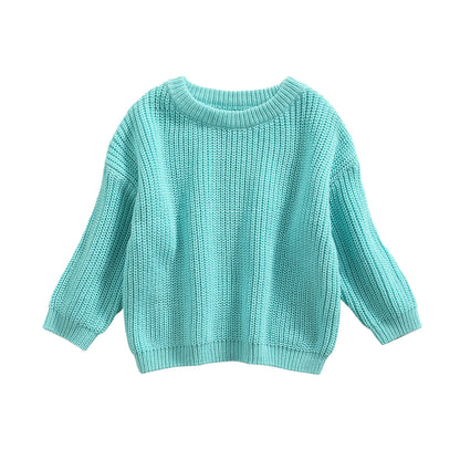 Baby Boys Girls Solid Color Long Sleeve Knit Sweaters childrensterritory