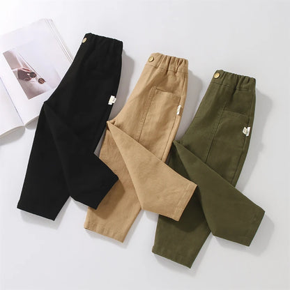 Little Boys Solid Color Casual Pants For Spring Autumn childrensterritory