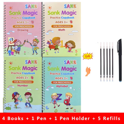 Kids 4pcs Reusable Sank Magic Practice English Version Copybook childrensterritory