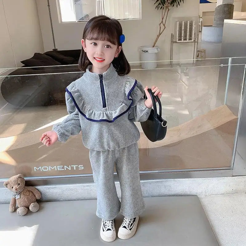 Kids Girl Korean Style Sweater + Pants Fashionable Two Piece Set childrensterritory