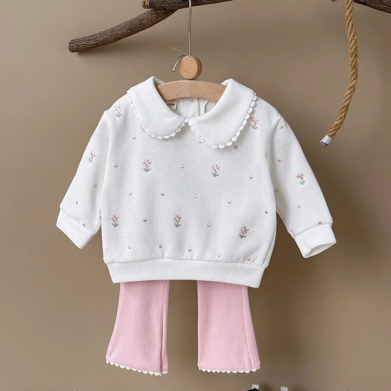 Flower Embroidered Baby Girls 2pcs Spring/Autumn Clothing Set childrensterritory