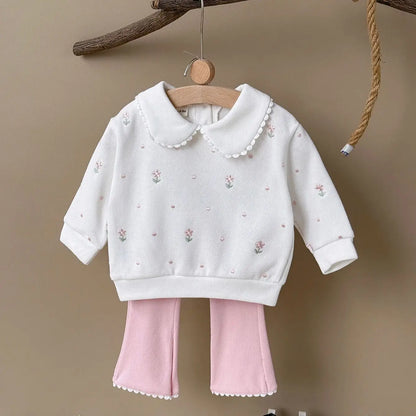 Flower Embroidered Baby Girls 2pcs Spring/Autumn Clothing Set childrensterritory
