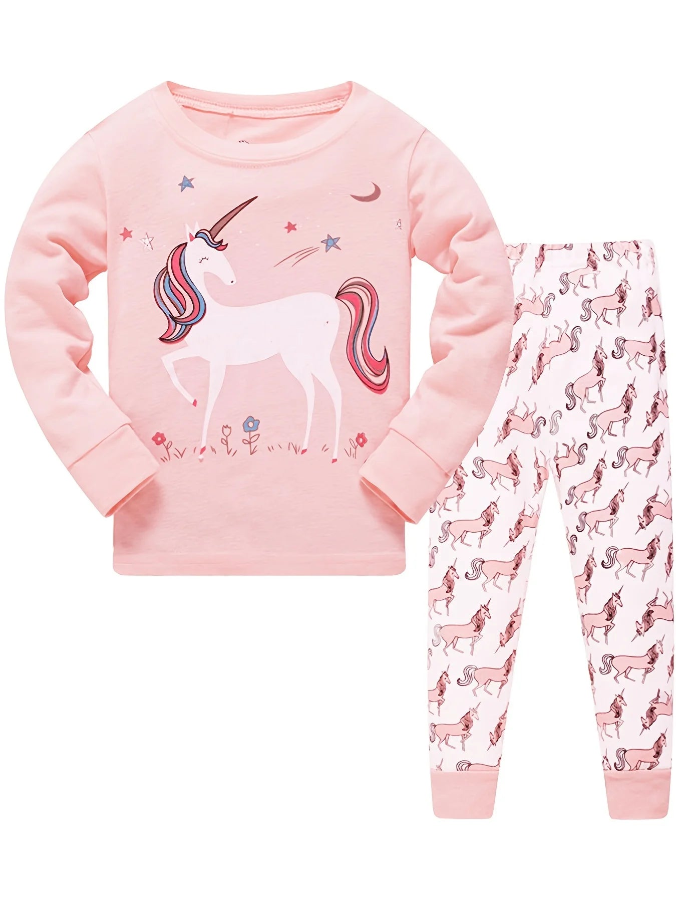 Kids Boys Girls Crew Neck Animal Print Pajama Sets childrensterritory