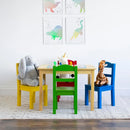 Kids Wood Table Chairs Set, White & Primary