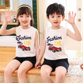 Kid Boy Girl Cartoon Design Sleeveless Cotton Vest and Pajamas Sets childrensterritory