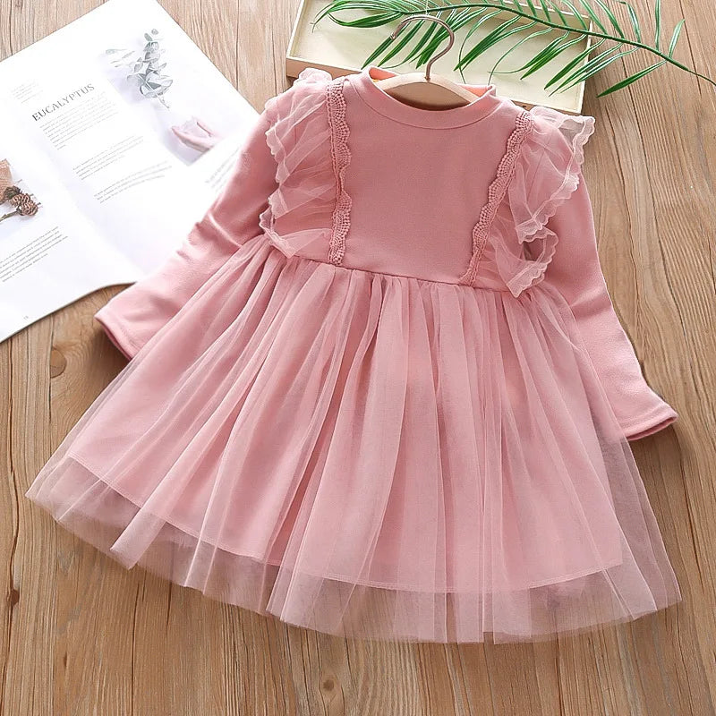Girls' Long-Sleeved Elegant Party Dresses childrensterritory