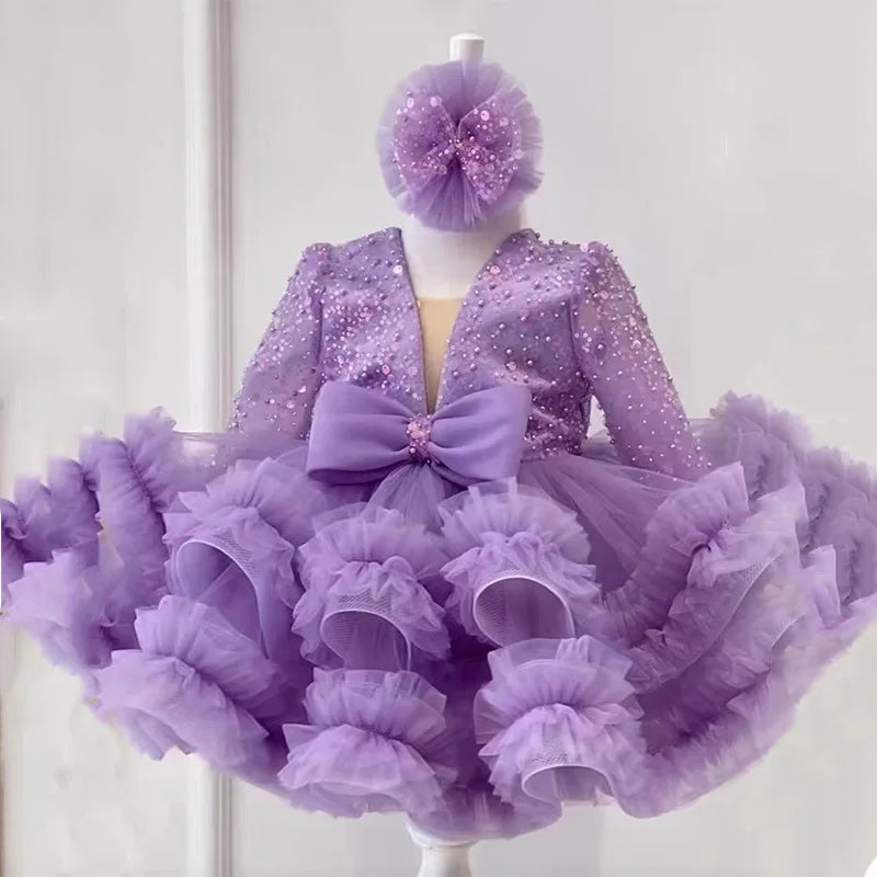 Tulle Tiered Handmade Infant Girls Party Gown/Dress
