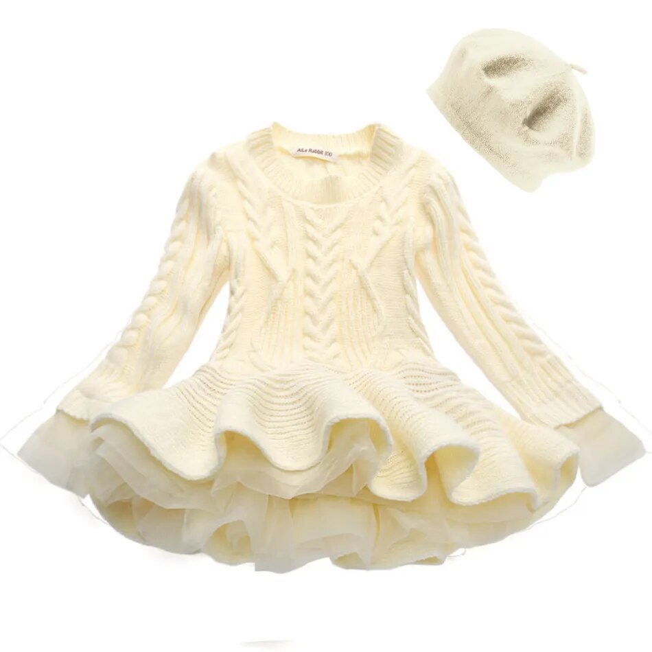 Kids Girls Ruffle Long Sleeve Warm Princess Dresses childrensterritory