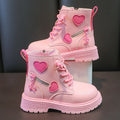 Kids Girls Soft Sole Rubber Boots with Love Side Zip