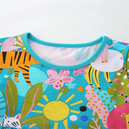 Little Girls Colorful Print Summer Princess Party Dresses childrensterritory