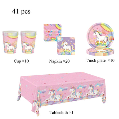 Kids Unicorn Theme Birthday Party Decorations Set