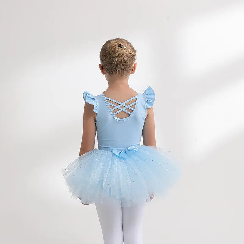 Kids' Girls' Designer Gymnastics Ballet Leotard with Tutu Skirt