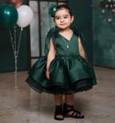 V Neck Flower Girl Tiered Birthday Party Dress with Bow