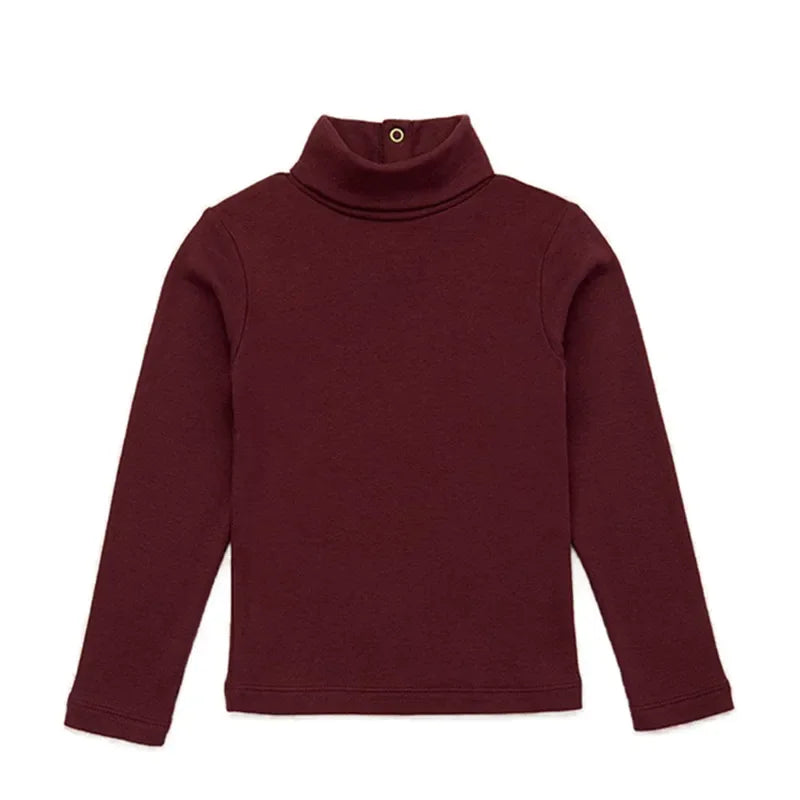 Retro Style Girls' Sweet Mid-Neck Tops for Autumn