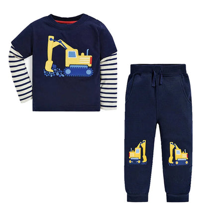 Kids Cartoon Animals and Letter Print 2 Piece Suit Sets childrensterritory