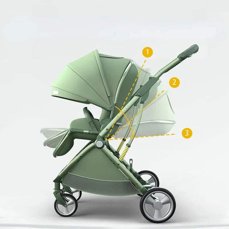 Two-way Foldable, Lightweight, and Detachable Twin Baby Stroller