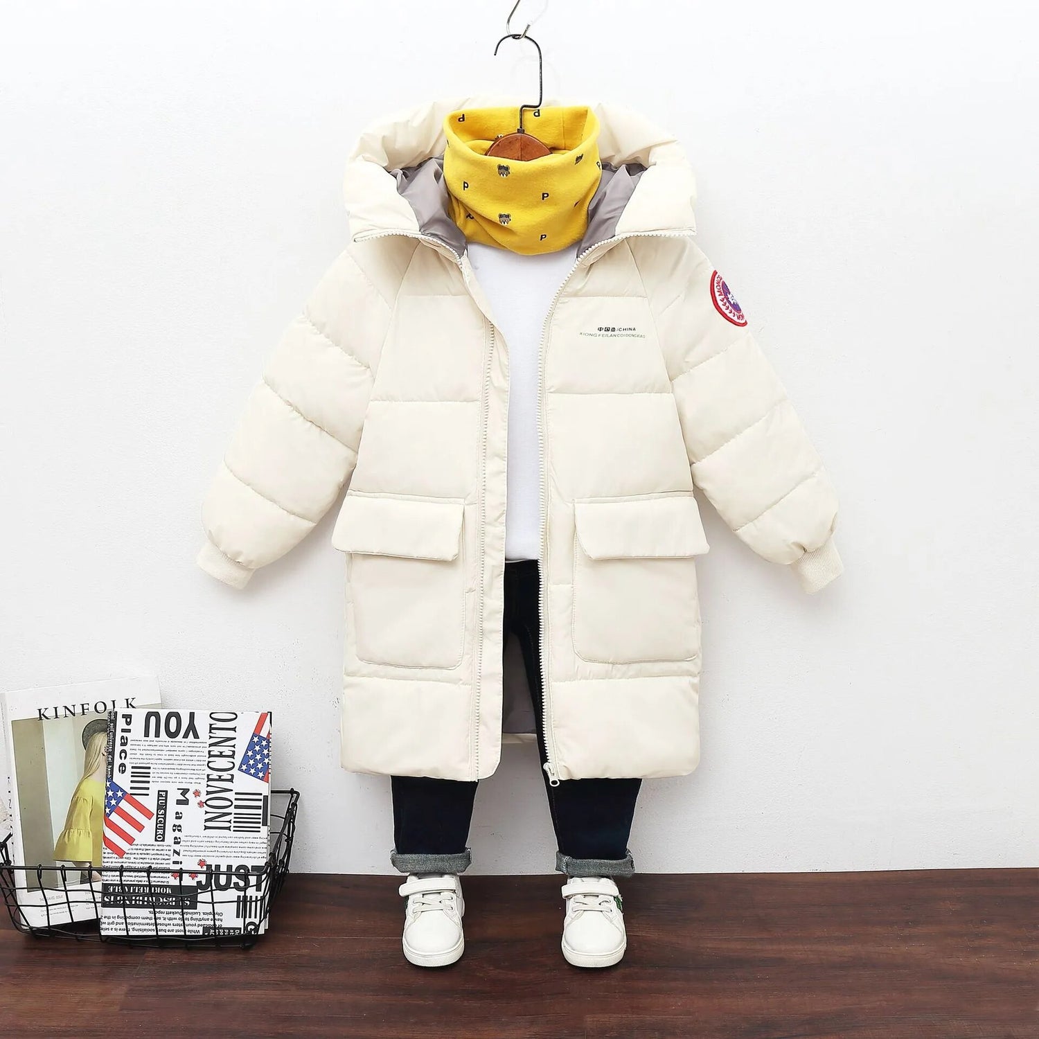 Long Korean Style Down Cotton Jacket for Kids Unisex childrensterritory