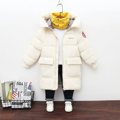 Long Korean Style Down Cotton Jacket for Kids Unisex childrensterritory